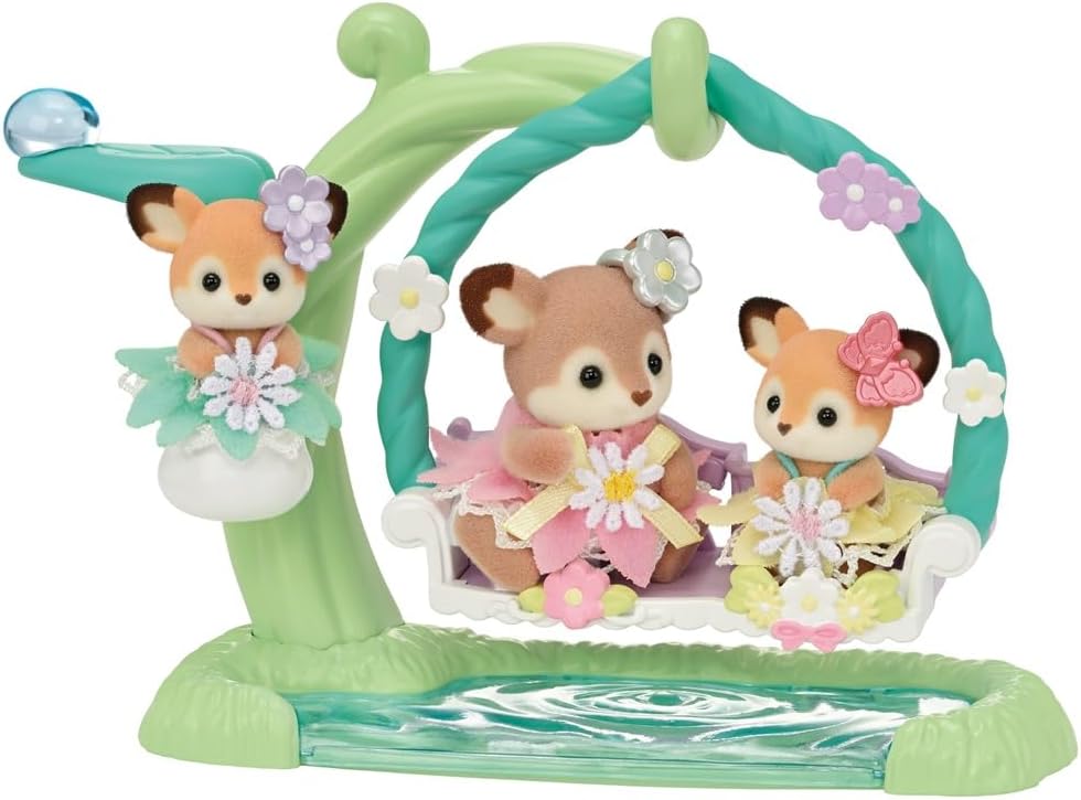 Reh Babys mit Blumenschaukel Spielset