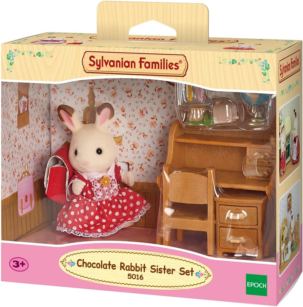 Schokoladenhasen Schwester mit Schreibtisch
