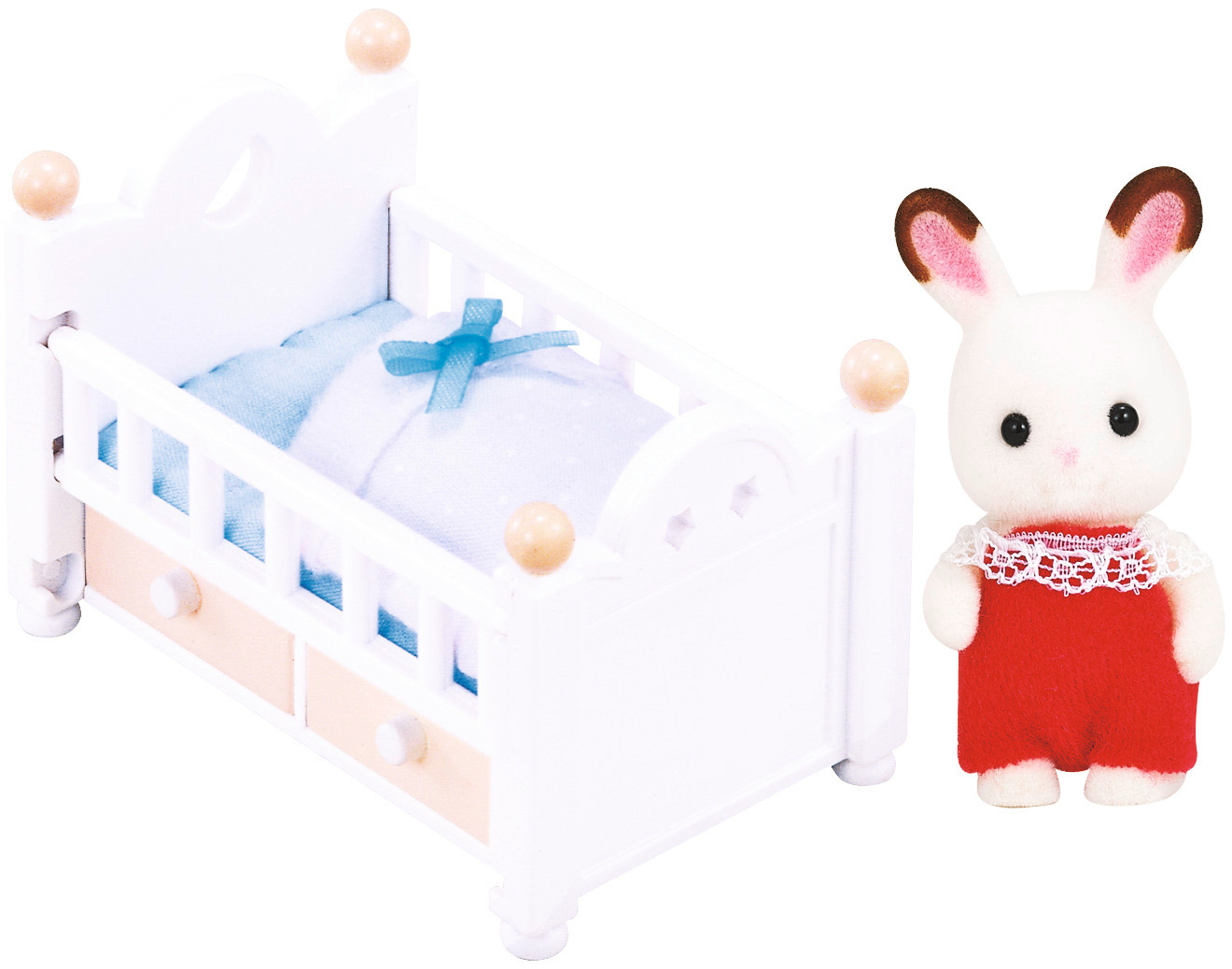 Schokoladenhasen Baby mit Babybett